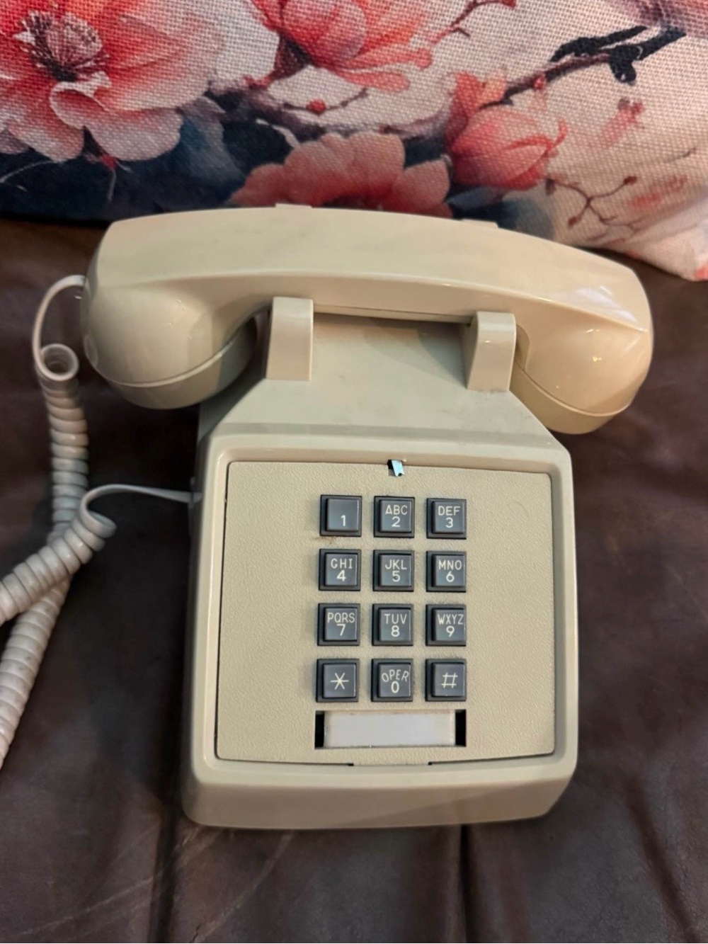 Vintage Cortelco Push Button Desk Top Telephone Beige Retro Landline